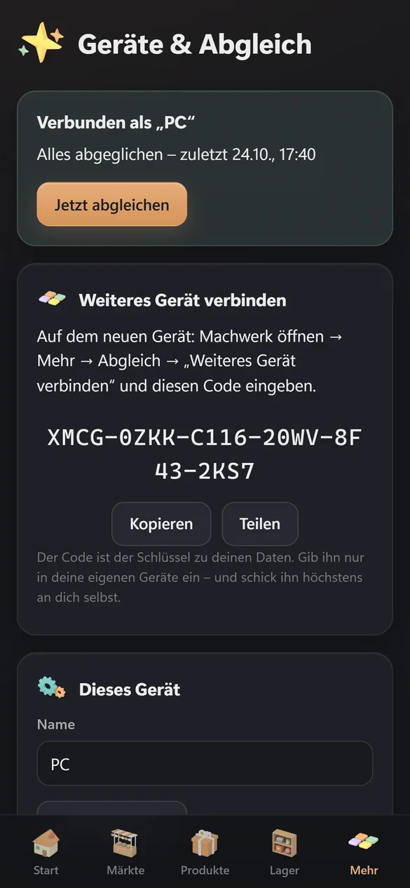 Geräte und Abgleich